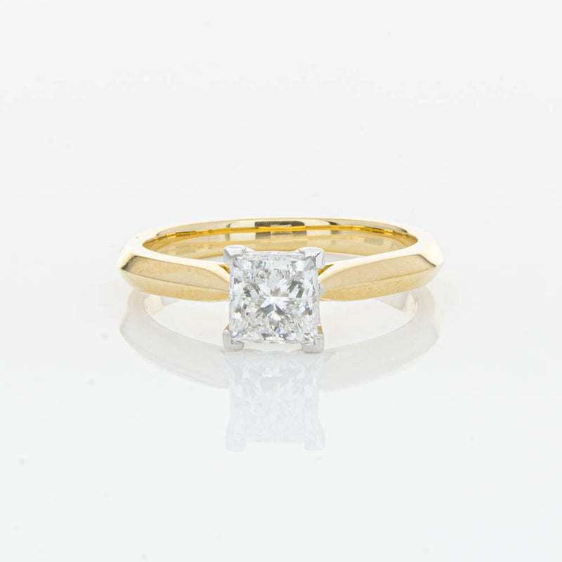 18ct Yellow Gold 1.00ct Princess Cut Diamond Venetian Ring-Ring-Walker & Hall