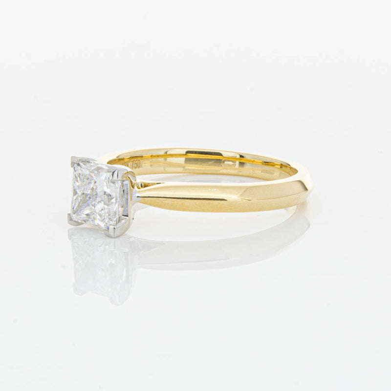 18ct Yellow Gold 1.00ct Princess Cut Diamond Venetian Ring-Ring-Walker & Hall