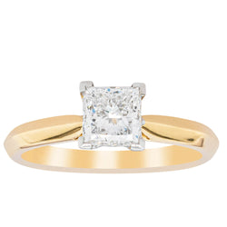 18ct Yellow Gold 1.00ct Princess Cut Diamond Venetian Ring - Ring - Walker & Hall