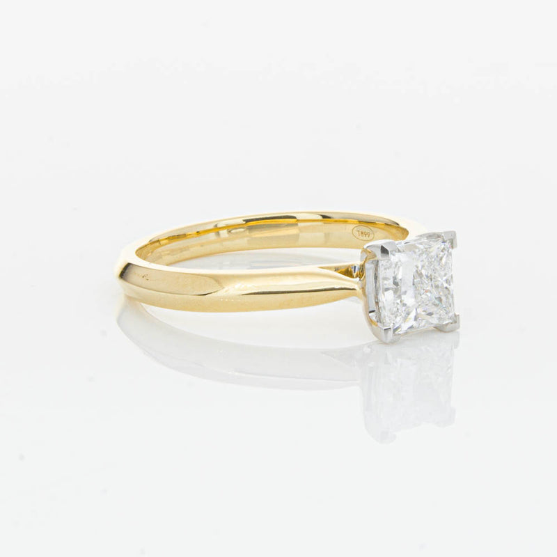 18ct Yellow Gold 1.00ct Princess Cut Diamond Venetian Ring-Ring-Walker & Hall