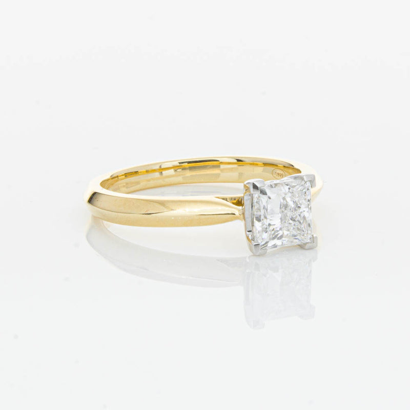 18ct Yellow Gold 1.00ct Princess Cut Diamond Venetian Ring-Ring-Walker & Hall