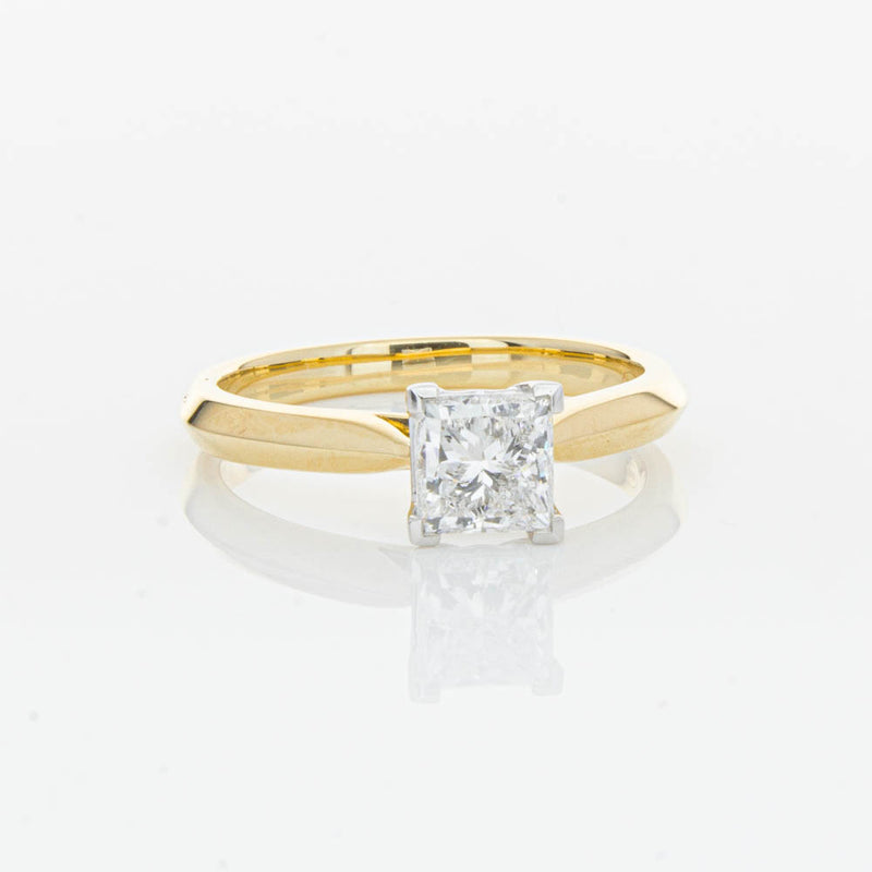 18ct Yellow Gold 1.00ct Princess Cut Diamond Venetian Ring-Ring-Walker & Hall