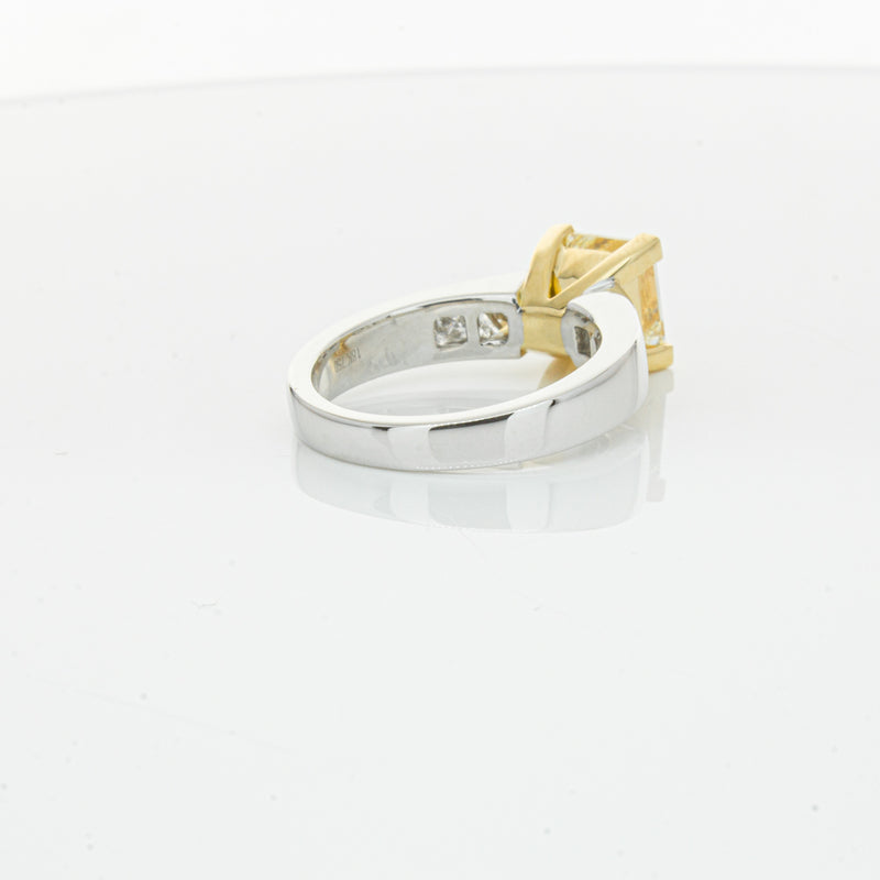 18ct White Gold Yellow Princess Cut Diamond Ring-Ring-Walker & Hall