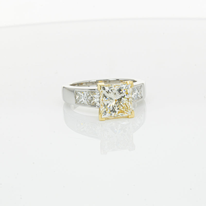 18ct White Gold Yellow Princess Cut Diamond Ring-Ring-Walker & Hall