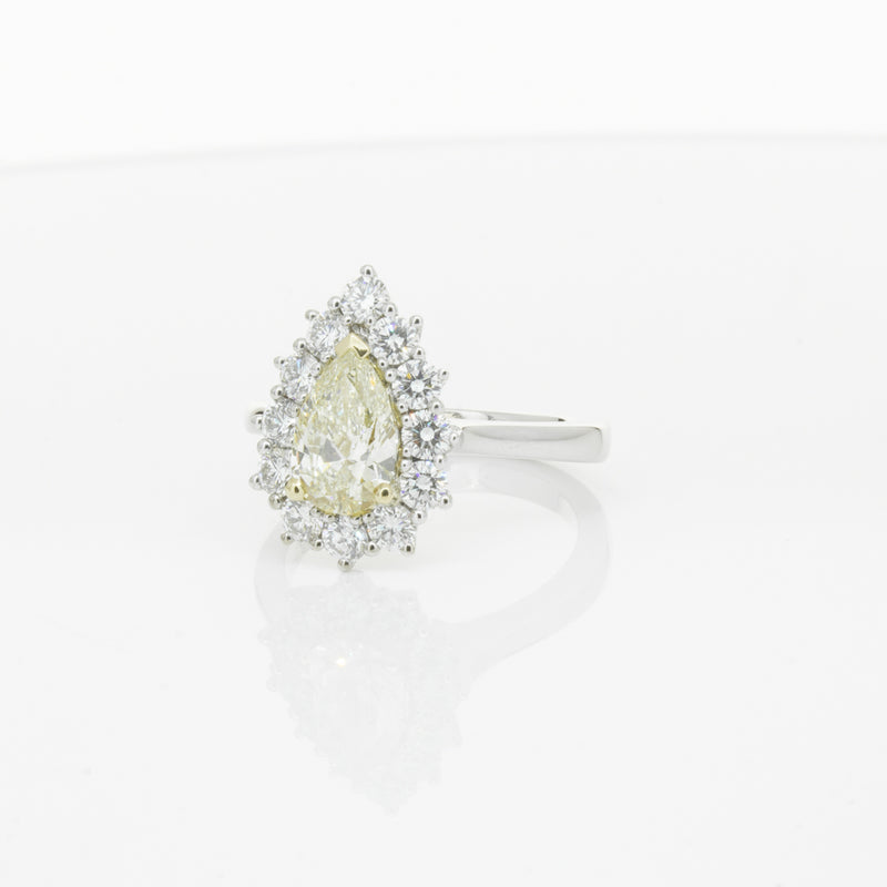 18ct White Gold Pear Cut Yellow Diamond Belle Ring-Ring-Walker & Hall
