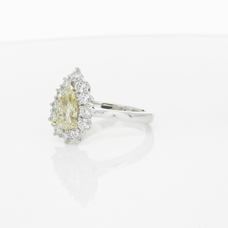 18ct White Gold Pear Cut Yellow Diamond Belle Ring-Ring-Walker & Hall