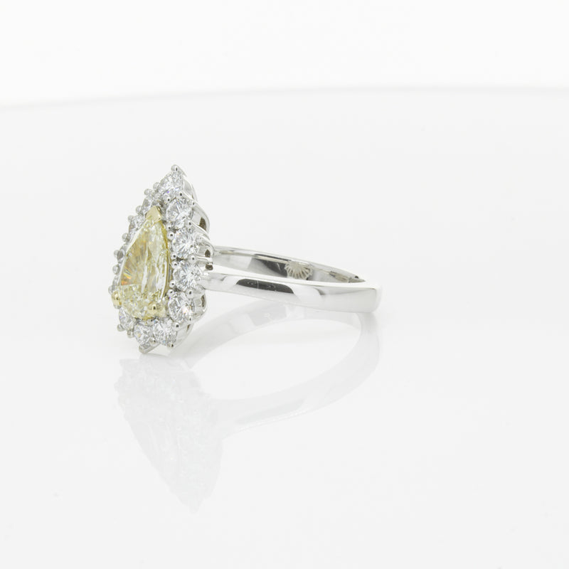 18ct White Gold Pear Cut Yellow Diamond Belle Ring-Ring-Walker & Hall