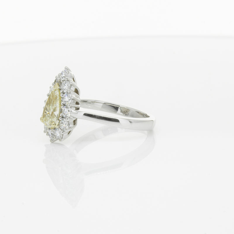 18ct White Gold Pear Cut Yellow Diamond Belle Ring-Ring-Walker & Hall