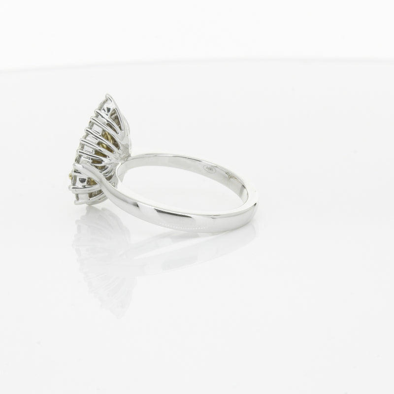 18ct White Gold Pear Cut Yellow Diamond Belle Ring-Ring-Walker & Hall