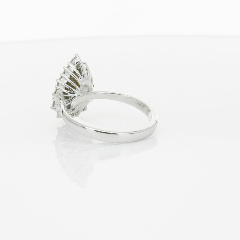 18ct White Gold Pear Cut Yellow Diamond Belle Ring-Ring-Walker & Hall