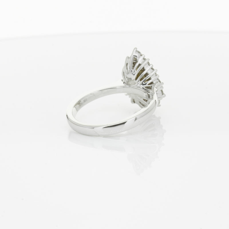 18ct White Gold Pear Cut Yellow Diamond Belle Ring-Ring-Walker & Hall