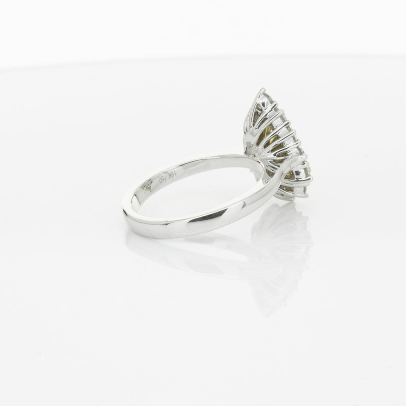 18ct White Gold Pear Cut Yellow Diamond Belle Ring-Ring-Walker & Hall
