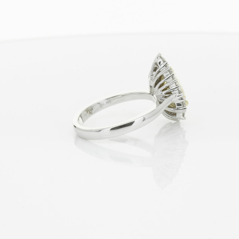 18ct White Gold Pear Cut Yellow Diamond Belle Ring-Ring-Walker & Hall