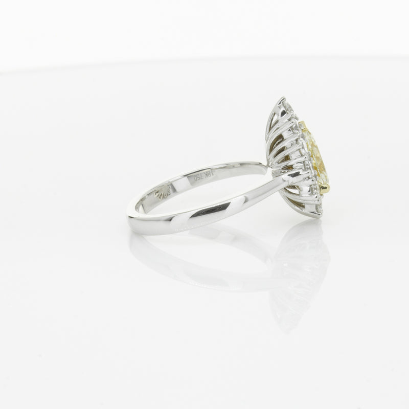 18ct White Gold Pear Cut Yellow Diamond Belle Ring-Ring-Walker & Hall