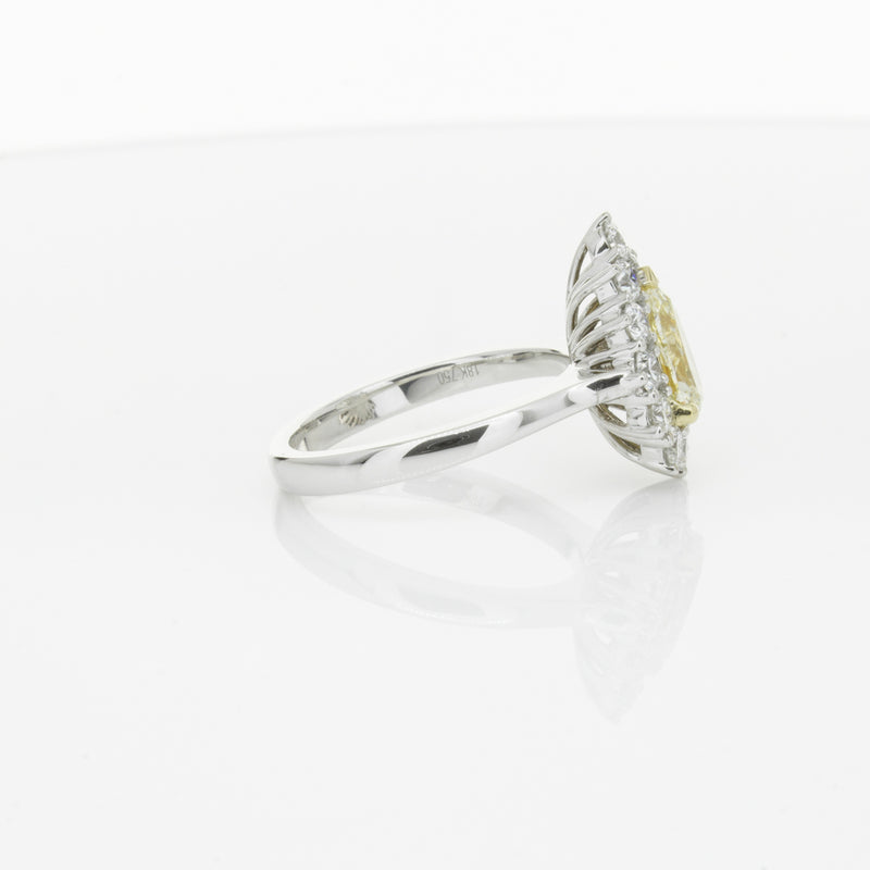 18ct White Gold Pear Cut Yellow Diamond Belle Ring-Ring-Walker & Hall