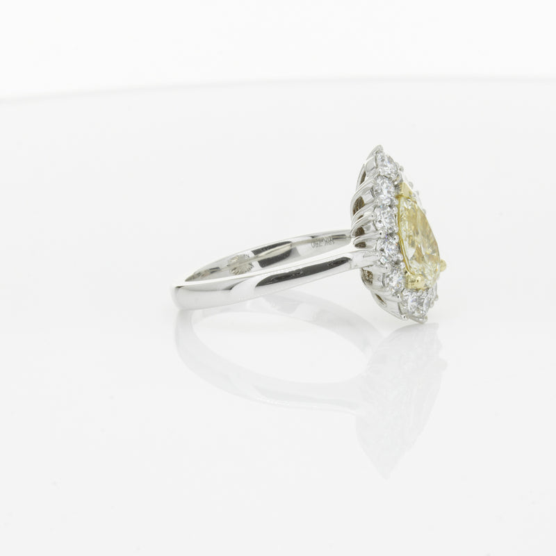 18ct White Gold Pear Cut Yellow Diamond Belle Ring-Ring-Walker & Hall
