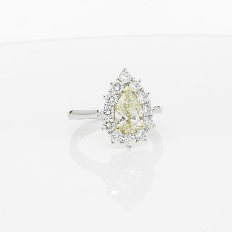 18ct White Gold Pear Cut Yellow Diamond Belle Ring-Ring-Walker & Hall