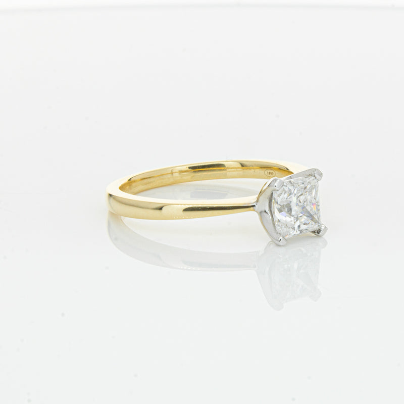 18ct Yellow Gold 1.00ct Princess Cut Diamond Royale Ring-Ring-Walker & Hall