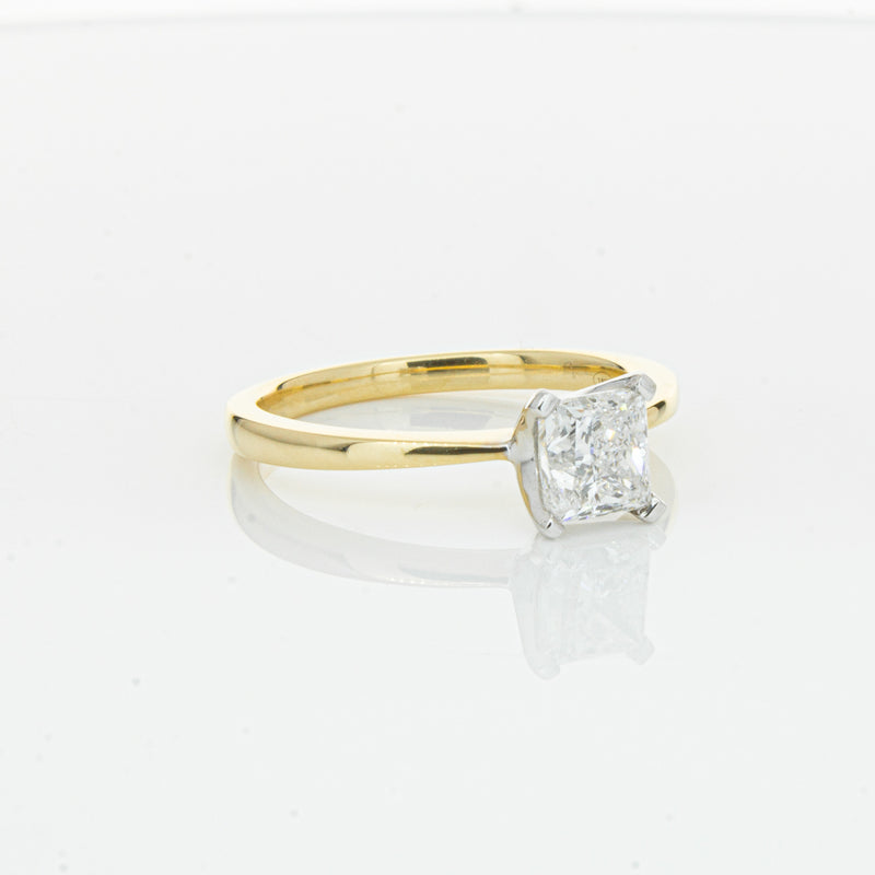 18ct Yellow Gold 1.00ct Princess Cut Diamond Royale Ring-Ring-Walker & Hall