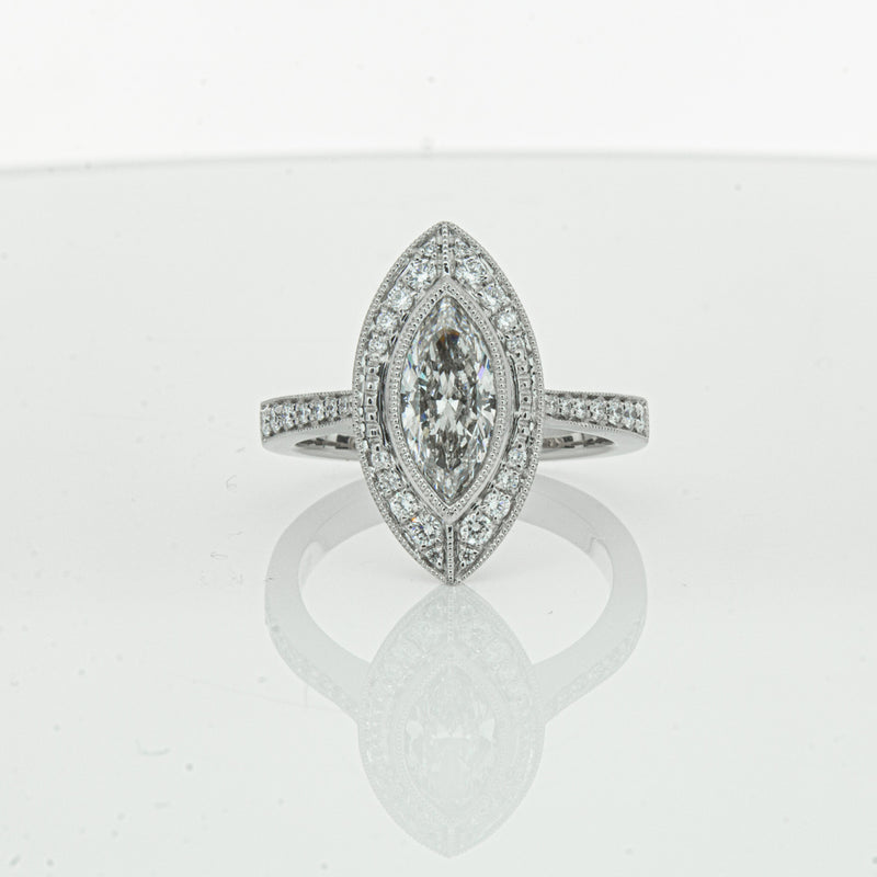 18ct White Gold Marquise Cut Diamond Ring-Ring-Walker & Hall