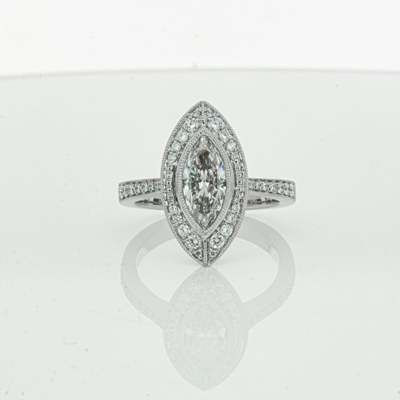 18ct White Gold Marquise Cut Diamond Ring-Ring-Walker & Hall