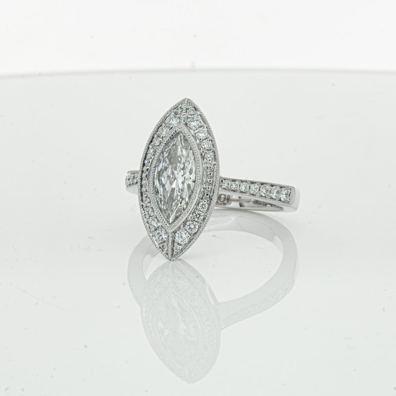 18ct White Gold Marquise Cut Diamond Ring-Ring-Walker & Hall