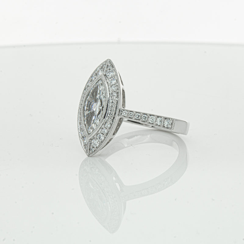 18ct White Gold Marquise Cut Diamond Ring-Ring-Walker & Hall