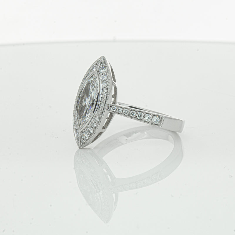 18ct White Gold Marquise Cut Diamond Ring-Ring-Walker & Hall