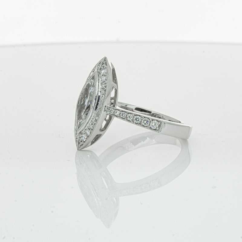 18ct White Gold Marquise Cut Diamond Ring-Ring-Walker & Hall