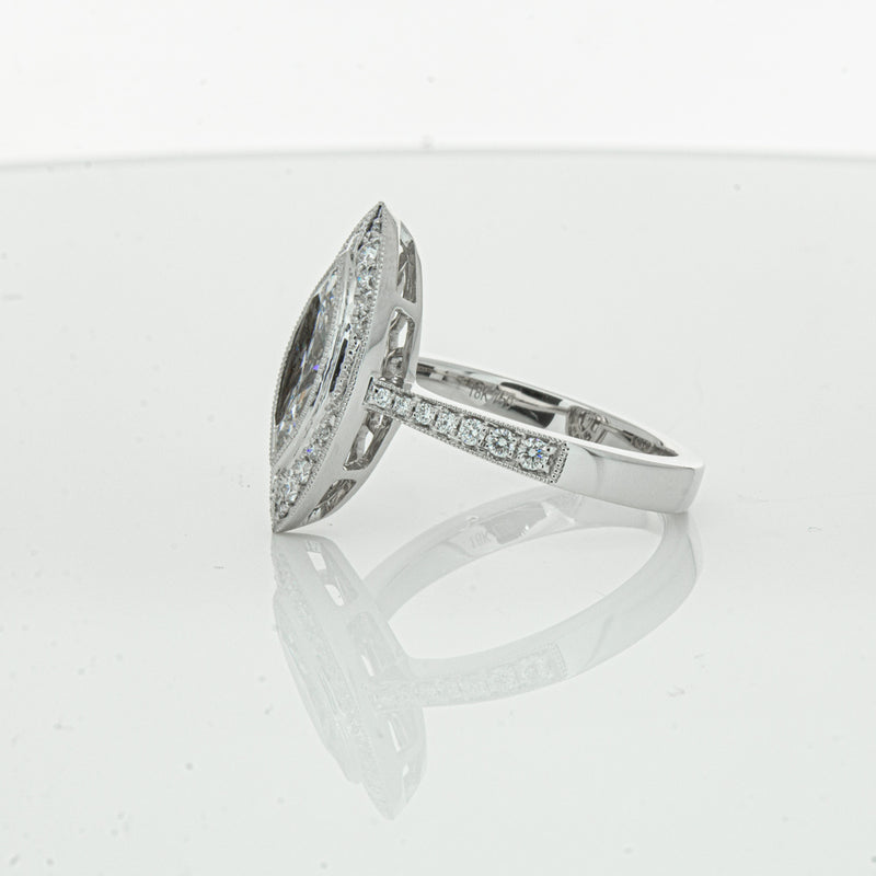 18ct White Gold Marquise Cut Diamond Ring-Ring-Walker & Hall