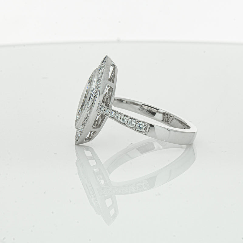 18ct White Gold Marquise Cut Diamond Ring-Ring-Walker & Hall