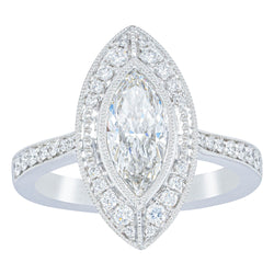 18ct White Gold 1.01ct Marquise Cut Diamond Ring - Ring - Walker & Hall