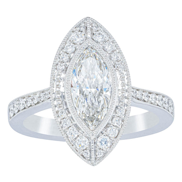 18ct White Gold 1.01ct Marquise Cut Diamond Ring - Ring - Walker & Hall