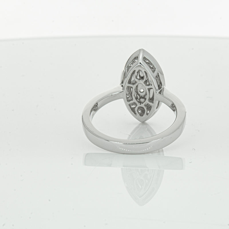 18ct White Gold Marquise Cut Diamond Ring-Ring-Walker & Hall