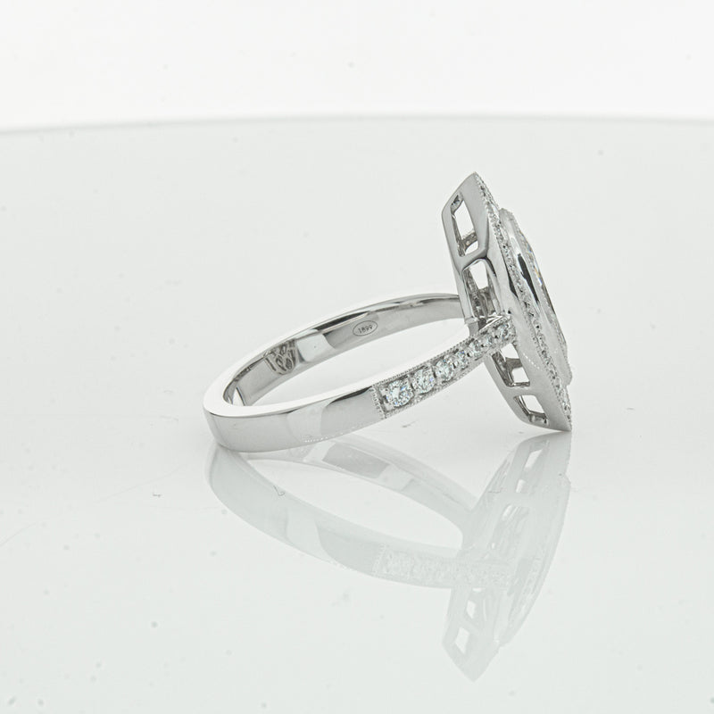 18ct White Gold Marquise Cut Diamond Ring-Ring-Walker & Hall