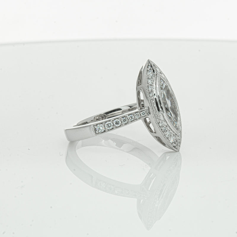 18ct White Gold Marquise Cut Diamond Ring-Ring-Walker & Hall