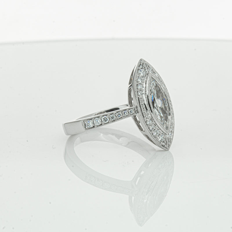 18ct White Gold Marquise Cut Diamond Ring-Ring-Walker & Hall