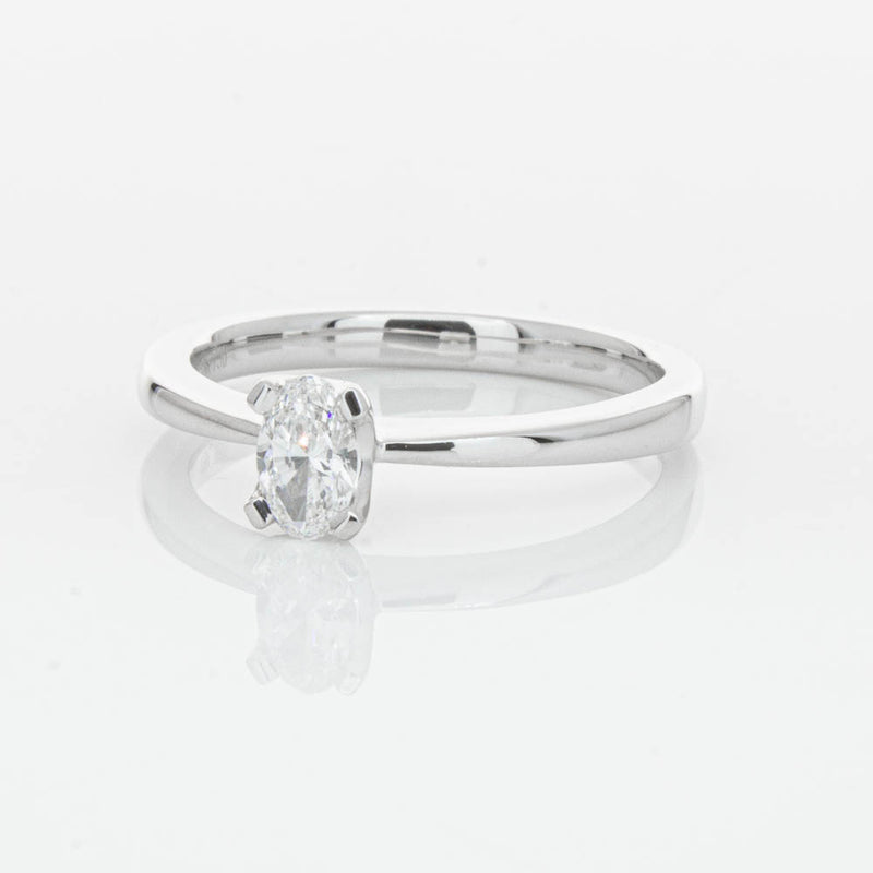 18ct White Gold .30ct Oval Cut Diamond Royale Ring-Ring-Walker & Hall