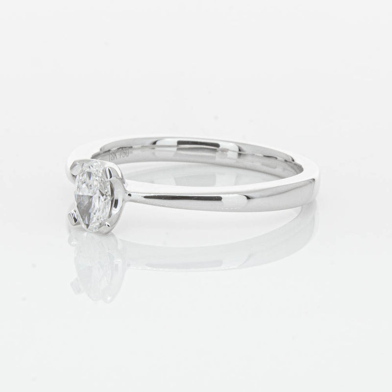 18ct White Gold .30ct Oval Cut Diamond Royale Ring-Ring-Walker & Hall