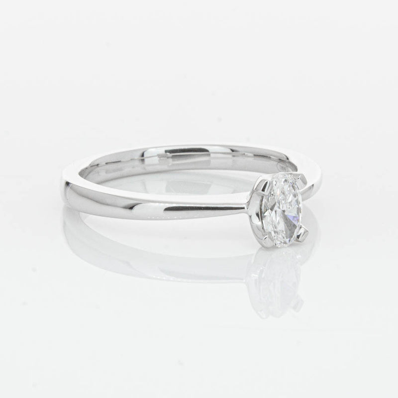 18ct White Gold .30ct Oval Cut Diamond Royale Ring-Ring-Walker & Hall