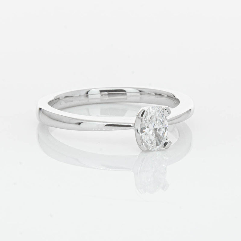 18ct White Gold .30ct Oval Cut Diamond Royale Ring-Ring-Walker & Hall