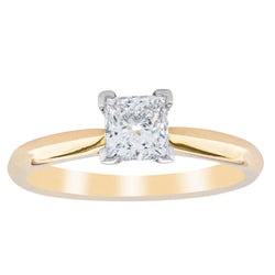 18ct Yellow Gold .76ct Princess Cut Diamond Venetian Ring - Ring - Walker & Hall