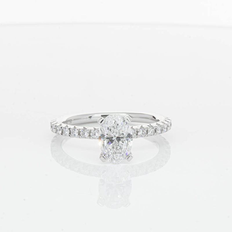 18ct White Gold 1.01ct Oval Cut Diamond Comet Ring-Ring-Walker & Hall