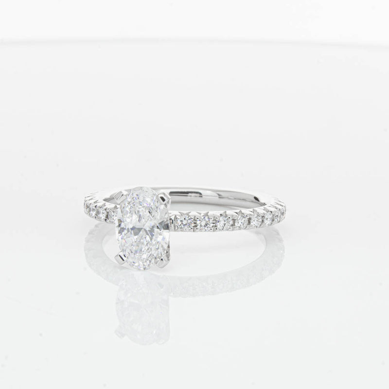 18ct White Gold 1.01ct Oval Cut Diamond Comet Ring-Ring-Walker & Hall