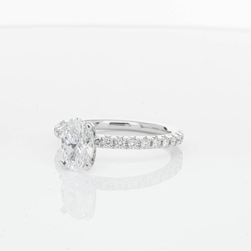 18ct White Gold 1.01ct Oval Cut Diamond Comet Ring-Ring-Walker & Hall