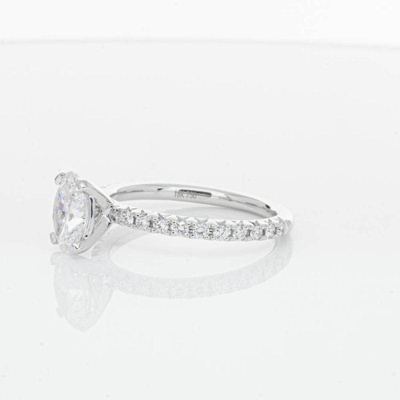 18ct White Gold 1.01ct Oval Cut Diamond Comet Ring-Ring-Walker & Hall