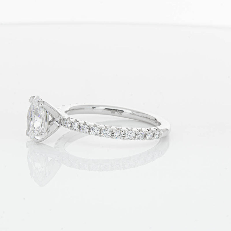 18ct White Gold 1.01ct Oval Cut Diamond Comet Ring-Ring-Walker & Hall