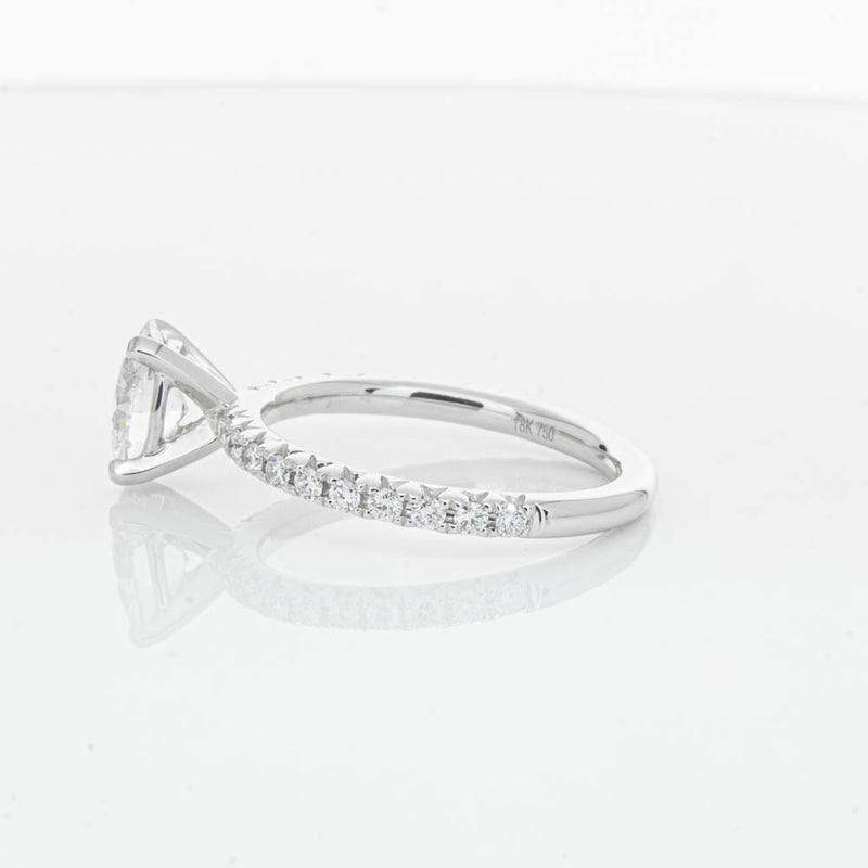 18ct White Gold 1.01ct Oval Cut Diamond Comet Ring-Ring-Walker & Hall