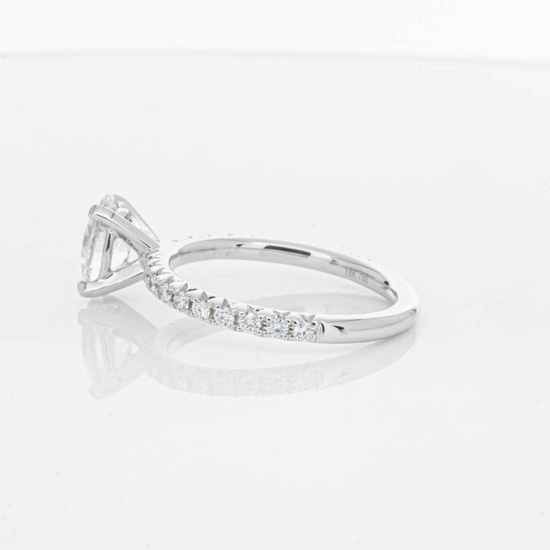 18ct White Gold 1.01ct Oval Cut Diamond Comet Ring-Ring-Walker & Hall