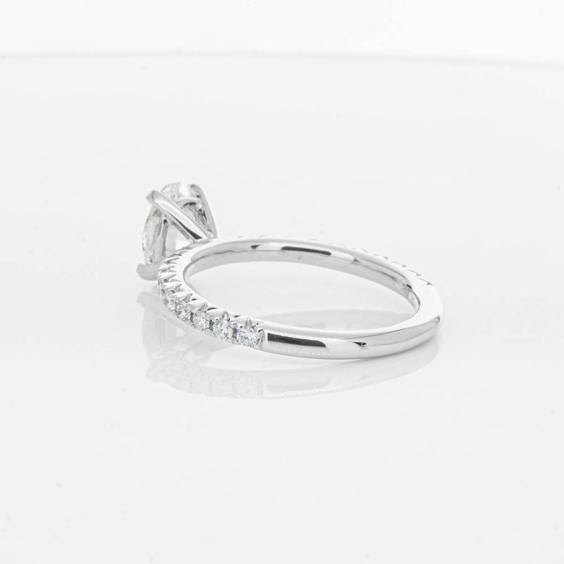 18ct White Gold 1.01ct Oval Cut Diamond Comet Ring-Ring-Walker & Hall